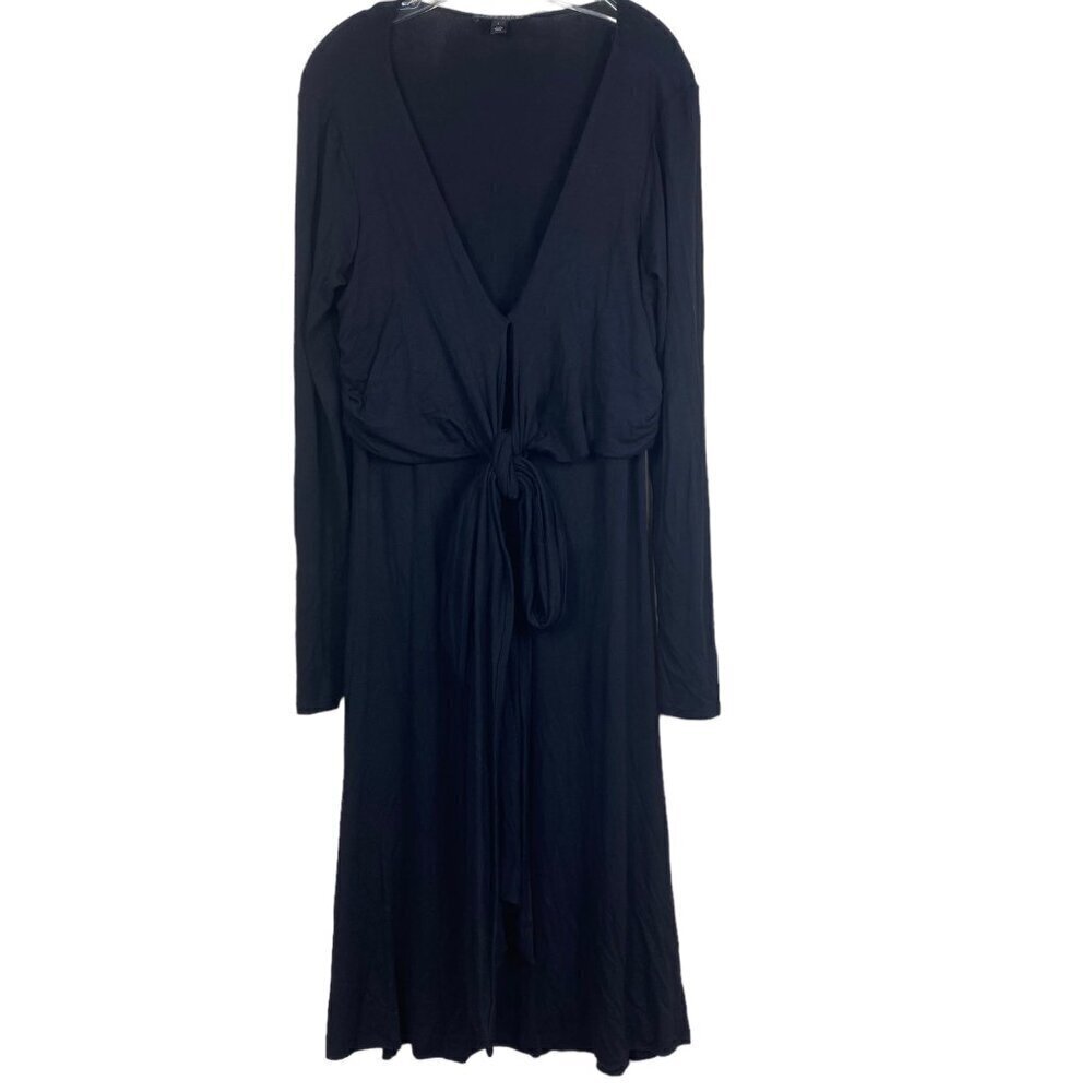 Ralph Lauren Twist-Front Stretch Black Long Dress‎ Sise Large